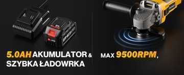 УГЛОВАЯ ШЛИФОВАЛЬНАЯ МАШИНА AVFix 21В 1000Вт 125мм + аккумулятор 5,0Ач + 13 шт. ЩИТЫ бесплатно