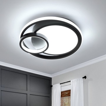 LAMPA SUFITOWA LED LAMPA PLAFON OKRĄGŁY CZARNA 6500K NOWOCZESNA DO SALONU