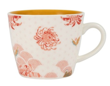 Kubek porcelanowy 300 ml biały + ochra PREZENT