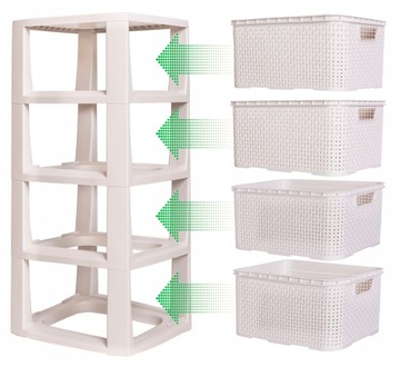 КНИЖНЫЙ ШКАФ-СТОЙКА С 4 КОРЗИНАМИ ИЗ РОТАНГА BRANQ 1726B