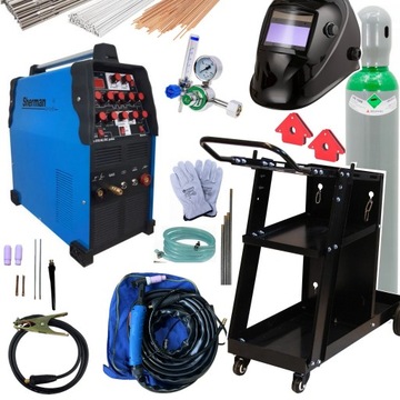 @Spawarka Inwetrtorowa Sherman TIG 210 AC DC pulse 200A Aluminium HF Wóżek