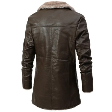 ЭЛЕГАНТНОЕ МУЖСКОЕ ЗИМНО-ОСЕННЕЕ КОЖАНОЕ ПАЛЬТО