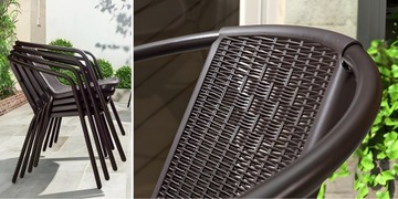 ПРОЧНЫЙ САДОВЫЙ СТУЛ МЕТАЛЛ КОРИЧНЕВЫЙ БАЛКОН ТЕРРАСА ПЛАСТИКОВОЕ КРЕСЛО