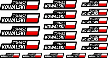 NAKLEJKA NA ROWER MOTOR IMIĘ NAZWISKO FLAGA POLSKI