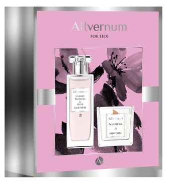 Подарочный набор Allvernum (перф. вода «Вишня и мускус» 50 мл + свеча Пассифлора)