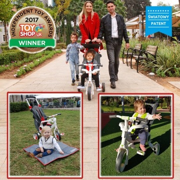 СКЛАДНАЯ ДЕТСКАЯ КОЛЯСКА TRICKLE BIKE ДЛЯ ДЕТЕЙ ДО 5 ЛЕТ БЕЛАЯ СИНЯЯ