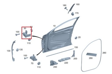 MERCEDES W205 W213 CLS AMG GT PANT DVEŘE PŘEDNÍ HORNÍ LEVÝ OE