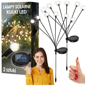 LAMPA SOLARNA OGRODOWA LED KULA LAMPY SOLARNE 2 SZT KULKI 70 CM