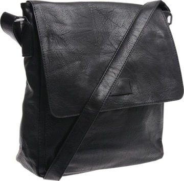 DAMSKA TOREBKA LISTONOSZKA MIĘKKA Z KLAPĄ czarny