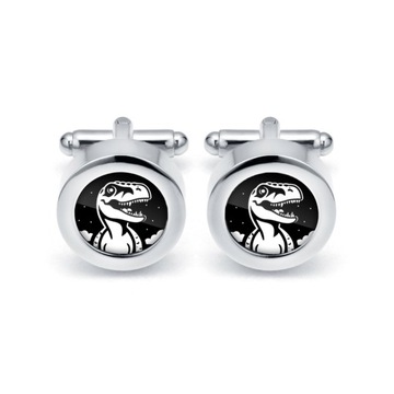 ELEGANCKIE SPINKI DO MANKIETÓW TYRANOZAUR SPINKI Z DINOZAUREM T-REX