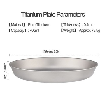 Lixada 700мл Титановая тарелка Ультралегкий ужин