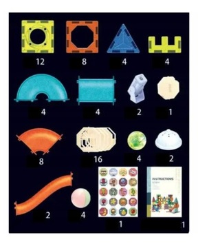 БОЛЬШИЕ МАГНИТНЫЕ КОНСТРУКЦИИ БЛОКИ СВЕТЯЩАЯСЯ ШАРОВАЯ ДОРОЖКА 75 ЭЛЕМЕНТОВ.