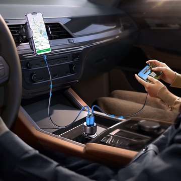АВТОМОБИЛЬНОЕ ЗАРЯДНОЕ УСТРОЙСТВО 2 x USB-C 70 Вт PD, QC, PPS, AFC, FCP JOYROOM LED
