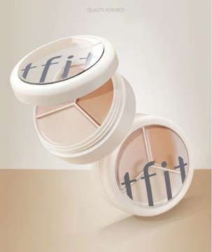 trójkolorowa paleta korektora obejmująca trądzik i cienie