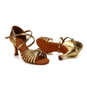 BUTY DO TAŃCA TANECZNE POŁYSKUJĄCE ZŁOTE 7,5cm