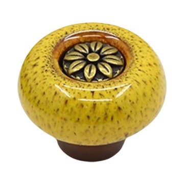 Ceramiczna klamka do szafek Uchwyty do szafek Kuchenne meble ciągnione w kolorze żółtym