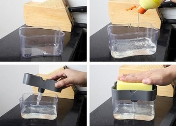 AG191C ДИСПЕНСЕР ДЛЯ ЖИДКОСТИ ДЛЯ МЫТЬЯ ПОСУДЫ + ГУБКА