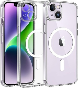 ETUI MAGNETYCZNE DO MAGSAFE DO IPHONE 13 / 14 CLEAR SHOCK CASE +SZKŁO