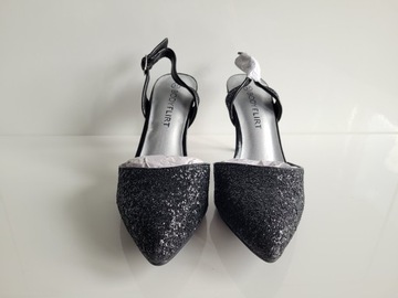 Nowe czarne brokatowe błyszczące szpilki 37 buty na obcasie BonPrix