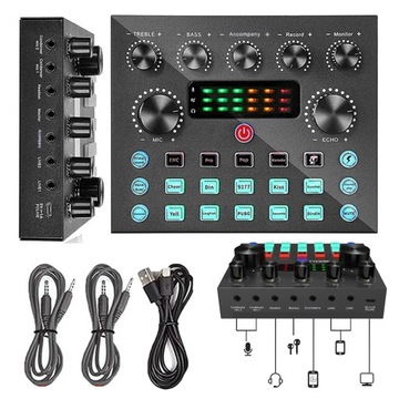 KARTA DŹWIĘKOWA V8S, BLUETOOTH AUDIO MIXER DO PRZEKAZ NA ŻYWO 5W 800mAh USB