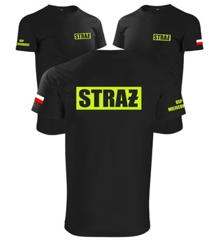 Koszulka Strażacka OSP Straż Pożarna flaga POLSKA dla strażaka r. XL FLUO