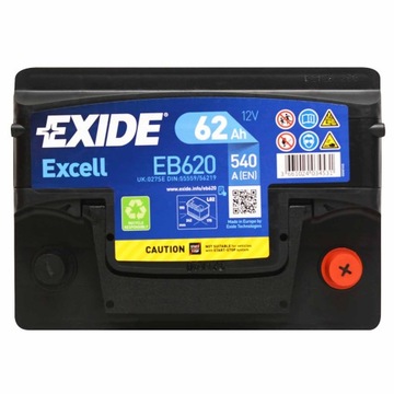 EXIDE EB620 EXCELL 62Ач 540А P+ EB 620