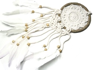Dream Catcher ŁAPACZ SNÓW BIAŁY/BEŻ Koronkowy 50cm