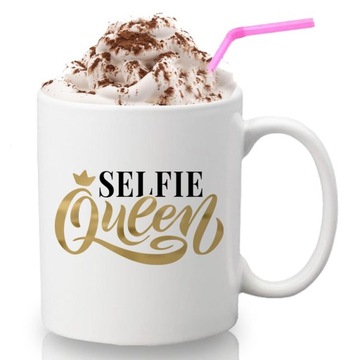 Kubek Biały Na Prezent Królowa SELFIE QUEEN Wzory