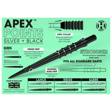 Бороны APEX RIDGE серебристые, 26 мм со стальными наконечниками