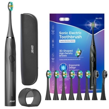 SZCZOTECZKA DO ZĘBÓW SONICZNA SEAGO 2752 CZARNA 8 KOŃCÓWEK, ETUI