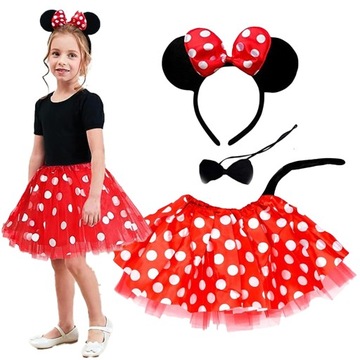 STRÓJ MINNIE ZESTAW MYSZKA MINNIE KOSTIUM MINI SPÓDNICA TUTU AKCESORIA BAL