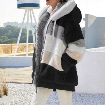 MODA DRESOWA DAMSKI BLUZA ROZPINANA Z KAPTUREM
