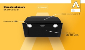 Вытяжка Kernau MOCOURABLE под шкаф Вытяжной козырек LED освещение 60 см