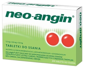 NEO-ANGIN lek na Obrzęk Ból gardła 24 tabletki