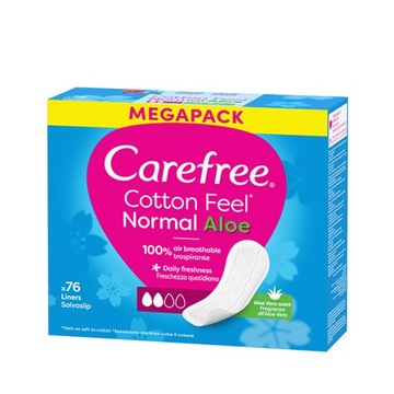 CAREFREE Cotton Feel Normal wkładki higieniczne Aloe 76 sztuk