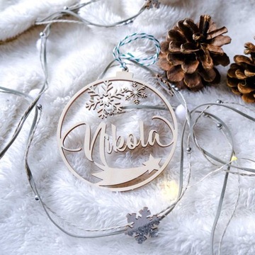 BOMBKA Z IMIENIEM DREWNO ŚWIĘTA MIKOŁAJ RÓŻNE WZOR