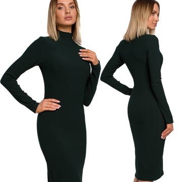 SUKIENKA ELEGANCKA OŁÓWKOWA KOBIECA MIDI Z PÓŁGOLFEM ZIELONA XXL 44