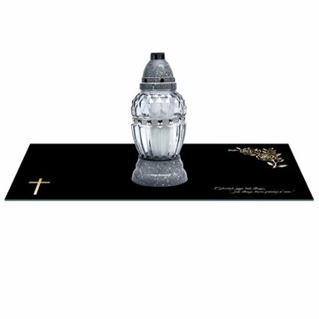 SZKLANA PODSTAWKA POD ZNICZE 60x20cm 490c + napis