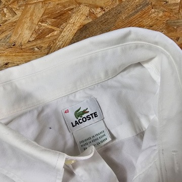 Koszula Biała Długim Rękawem LACOSTE Męska Casual Nowy Model 40 / L