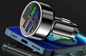Цифровое автомобильное зарядное устройство 4x USB A 2x USB C QC 3.0 100 Вт