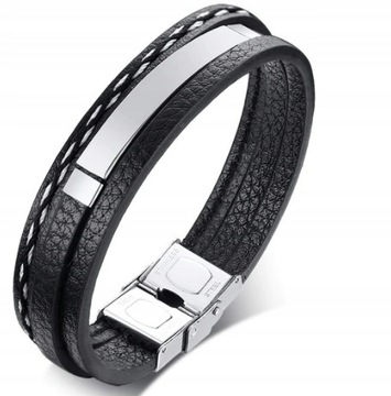 Bransoletka potrójna dla TATY syna z GRAWEREM 316L