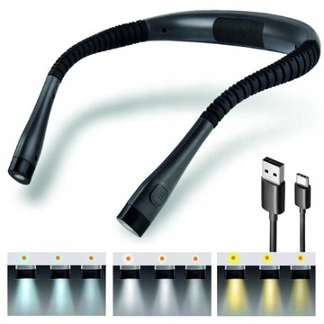 Lampka do czytania LED na szyję ładowana przez USB