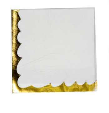 Serwetki papierowe BIAŁO ZŁOTE urodziny 10 szt party 33X33 cm wesele
