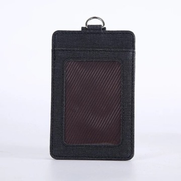 Lanyards ID Badge Holder Leather Bus Pass Case Men Women Bank Credit Card