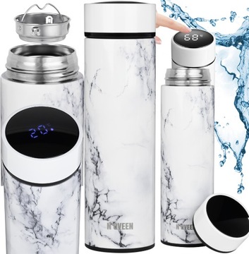 NOVEEN KUBEK TERMICZNY TERMOS BUTELKA TERMICZNA BIDON LED MARMUREK 450ml
