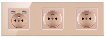 СТЕКЛЯННАЯ РОЗЕТКА СО ШТЫРЬКОМ ТРОЙНАЯ РОЗЕТКА С 2 USB