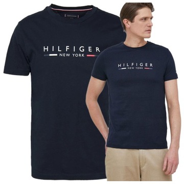 koszulka meska tommy hilfiger granatowa tshirt meski granat NEW YORK r.M