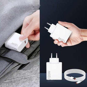 SZYBKA ŁADOWARKA Z KABLEM USB DLA XIAOMI/REDMI 120W