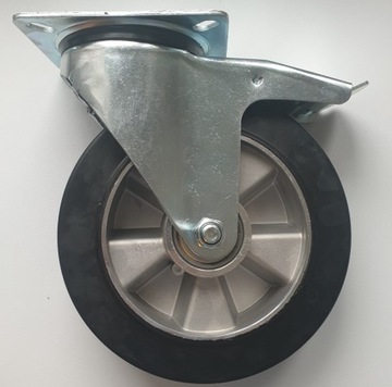 Диаметр колеса 200, алюминий, резина, тележка с тормозом, плита 400 кг.