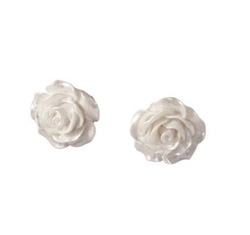 Kolczyki Sztyfty Białe Róże Róża Kwiat Kwiatek Subtelne Delikatne 19mm